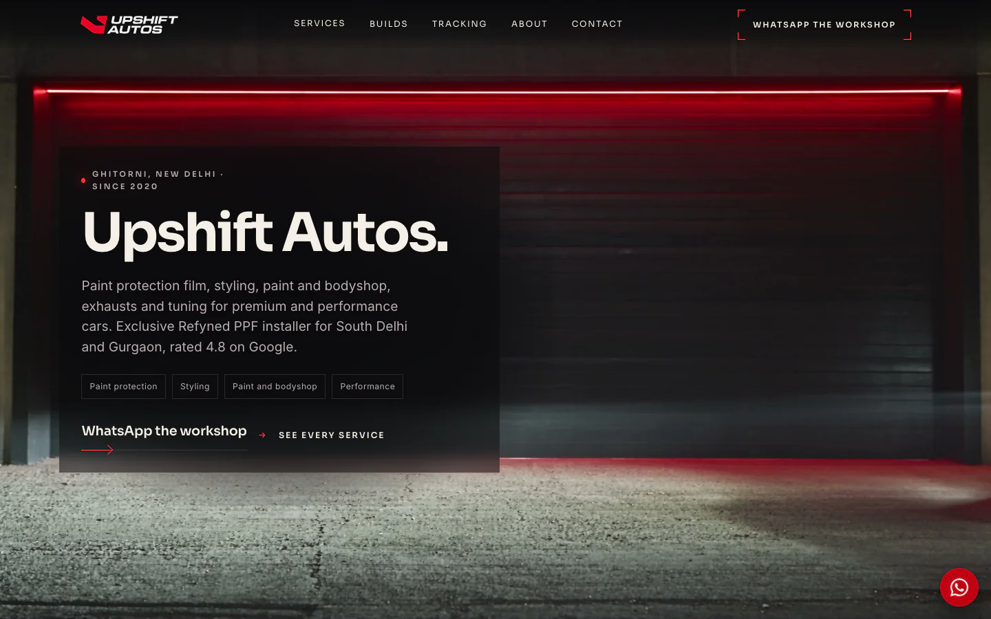 The upshiftautosindia.com homepage on a desktop, captured from the live site.